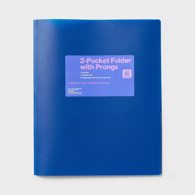 2 Pocket Plastic Folder with Prongs - ub&ub 11.38 Inches (L), 9.37 Inches (W)