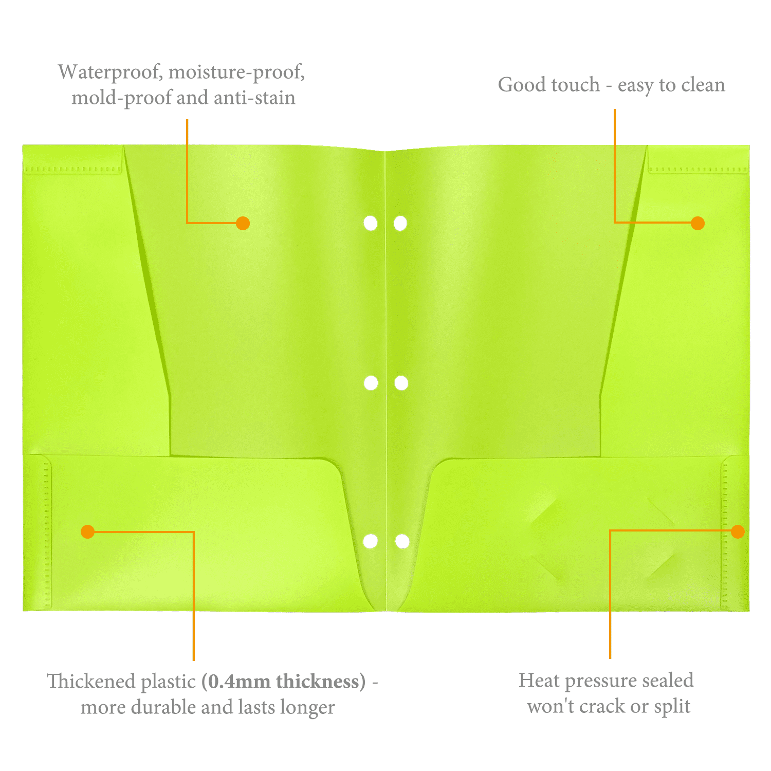 RYWESNIY 4 Pocket Plastic Folders,3 Hole Punch School Folders for 3 Ring Binder,Letter Size, Assorted Colors, 6 Pack