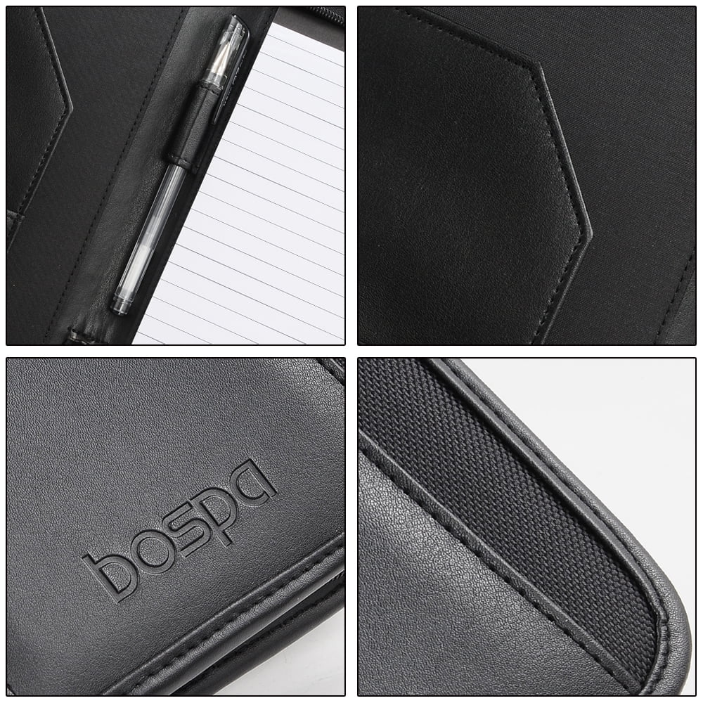 Bospa Padfolio Portfolio Folder/Multi Function Folder/Business Folder with Zippered Closure and Professional Leather 7 inch x 9.5 inch