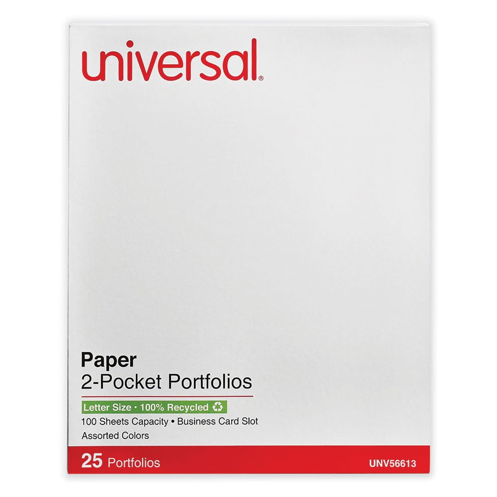 Universal UNV56613 11 in. x 8.5 in. Embossed Leather Grain Paper 2-Pocket Portfolio - Assorted (25/Box)