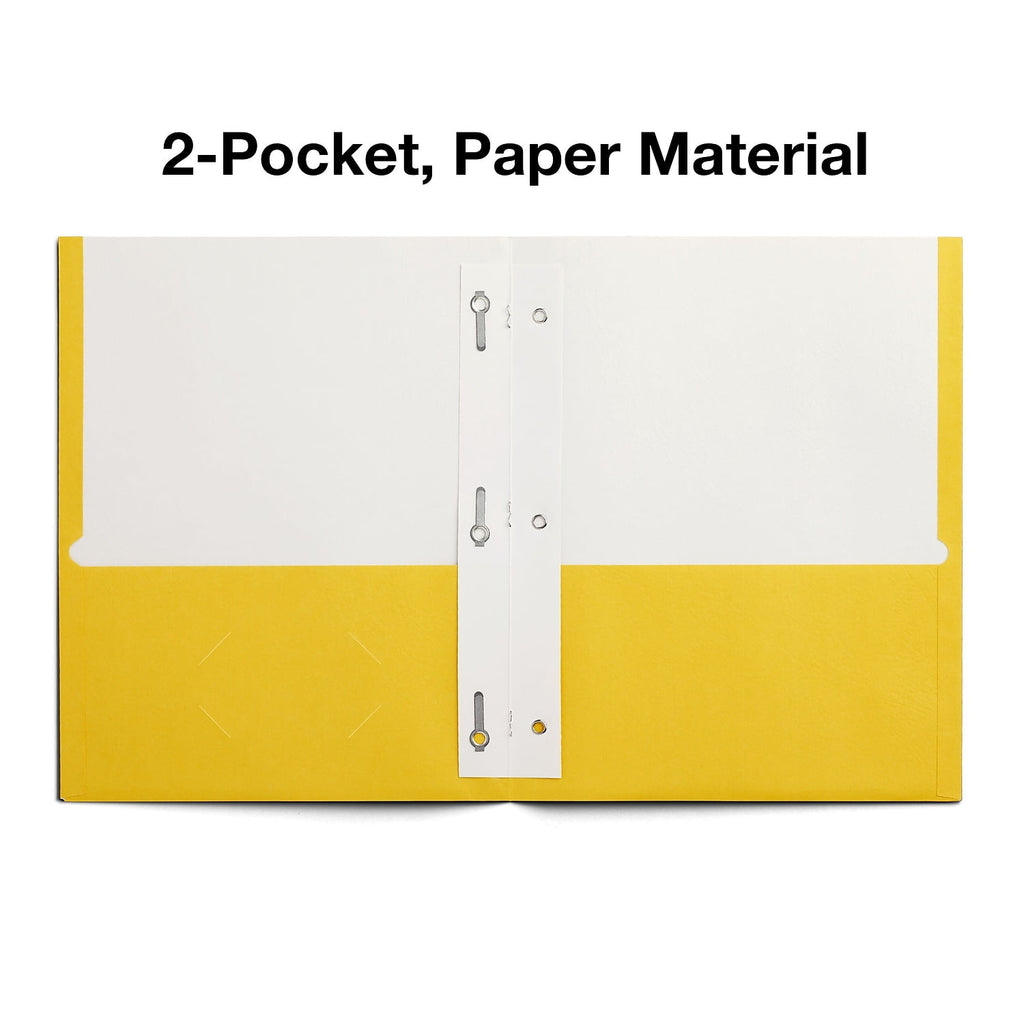 Staples School Grade 2 Pocket Folder with Fasteners Yellow 25/Box 27546-CC