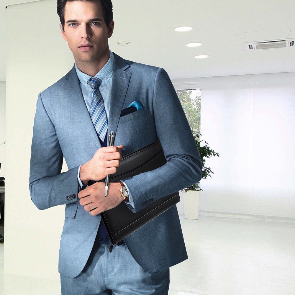 Bospa Padfolio Portfolio Folder/Multi Function Folder/Business Folder with Zippered Closure and Professional Leather (Black)