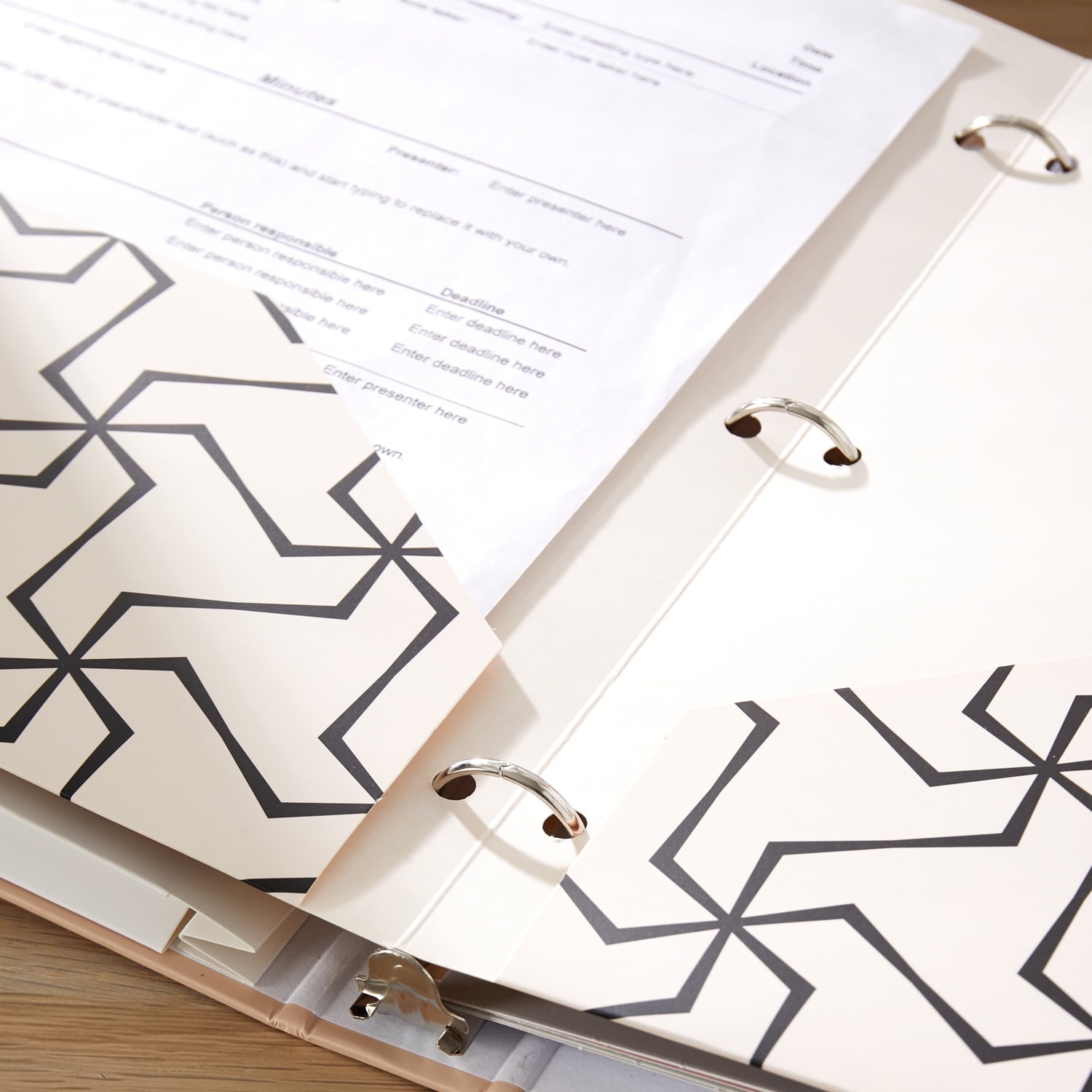 Y YOMA 6 Pack 2 Pocket Folder Letter Size Decorative Binder Folders with Pockets 3 Hole Punch Folder Paper Cute Project Folders Two Pocket 3 Ring File Folder for School Office Home, Abstract Design