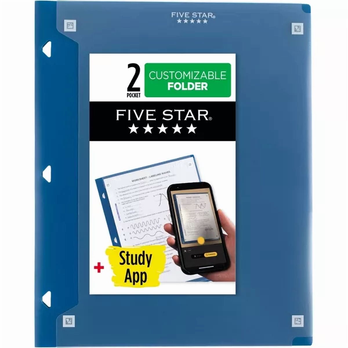 Five Star 2 Pocket Plastic Folder (Colors May Vary)