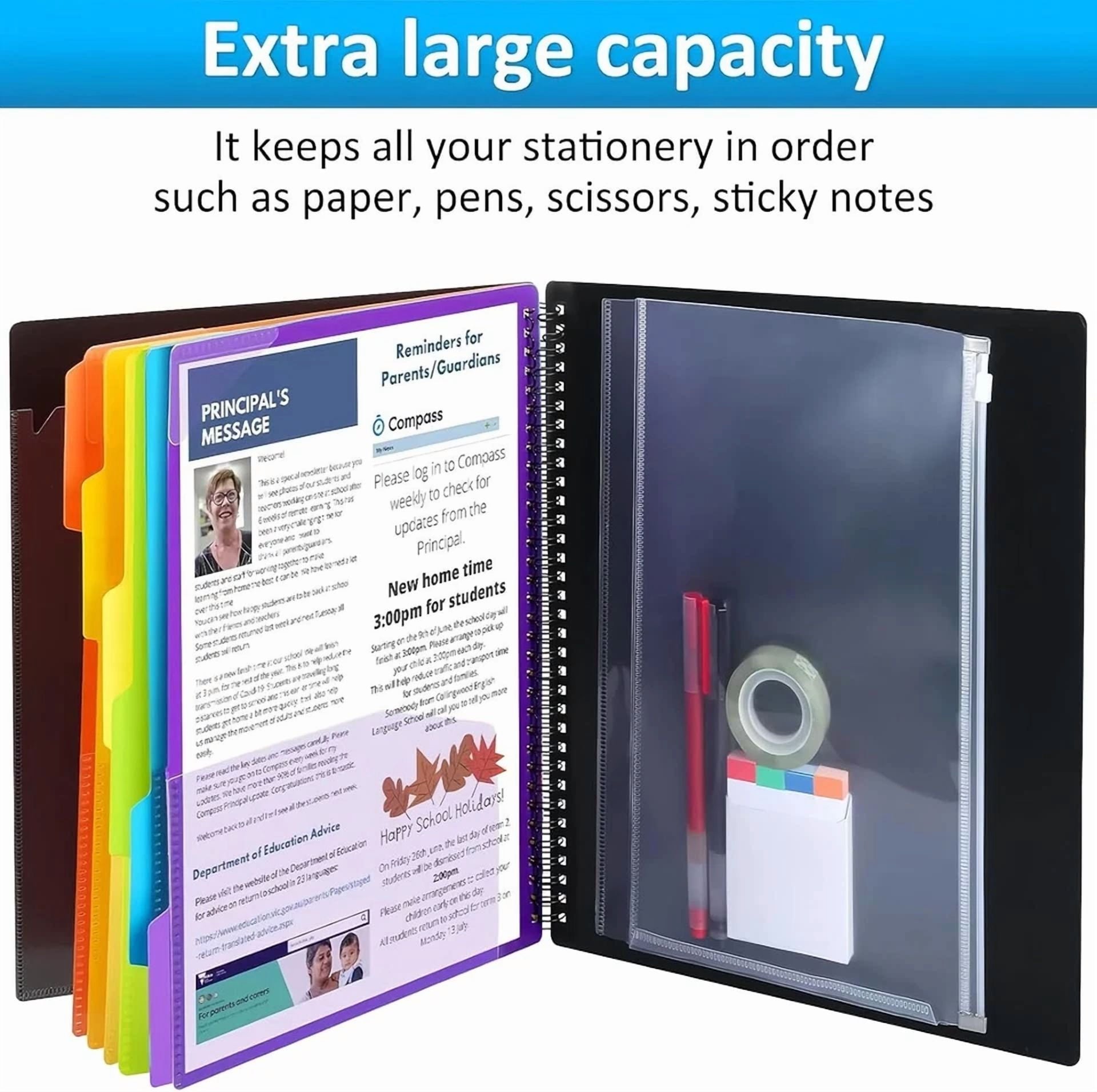 12 Pocket Plastic Folders With Pockets, 6 Colors Multi Pocket Folder Binder With