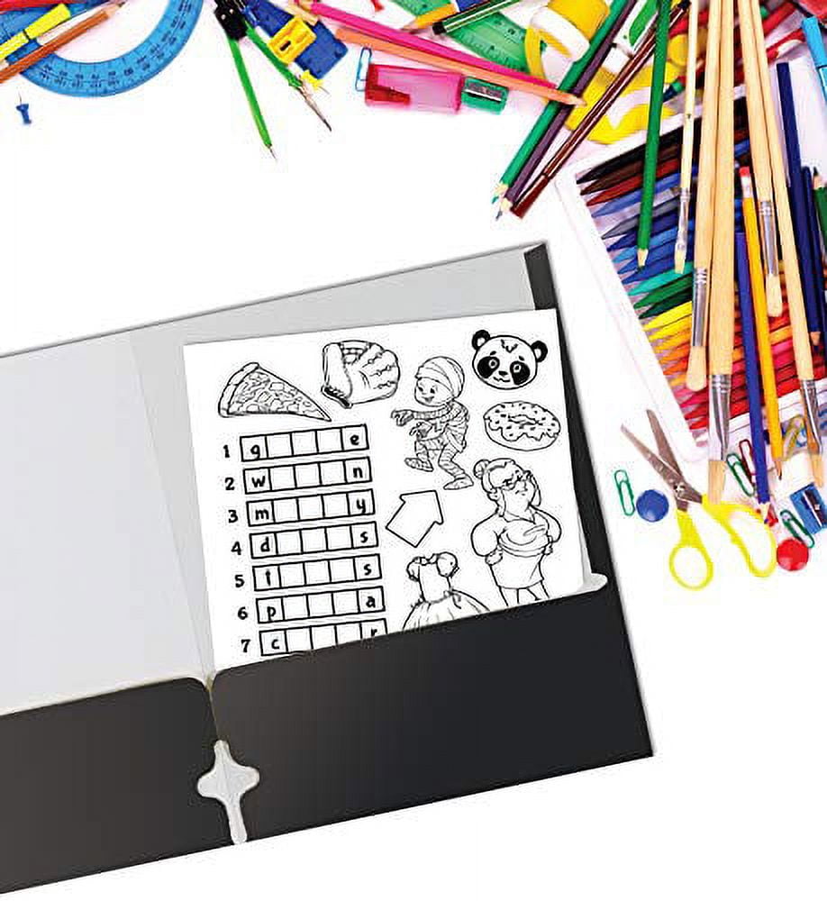 Two Pocket Portfolio Folders, 50 Count, Black