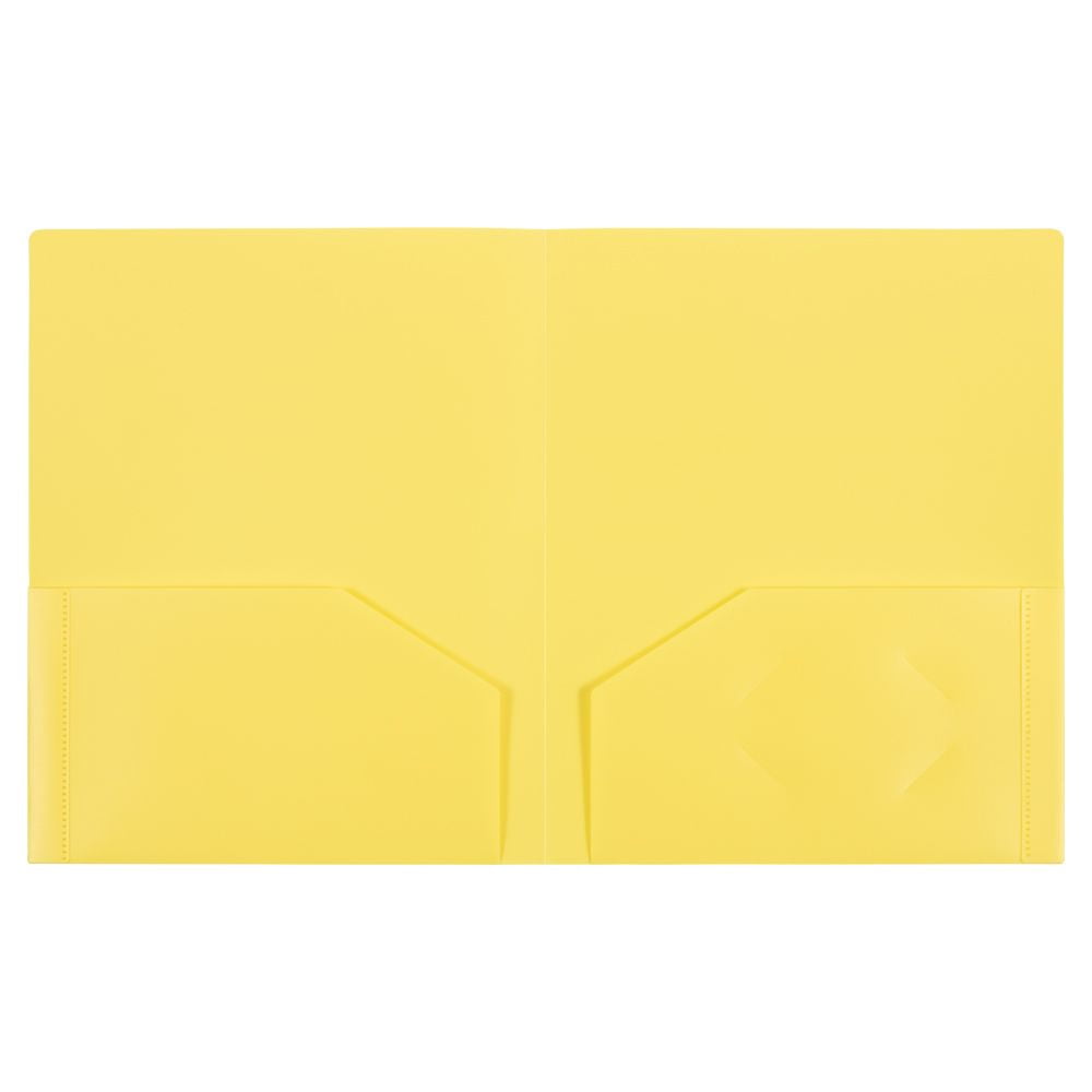 JAM Paper Plastic Two Pocket Presentation School Folders, Yellow, 6/Pack