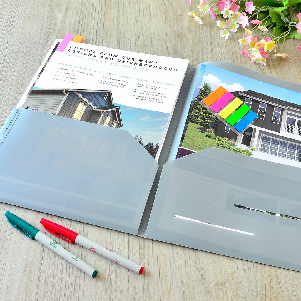 Youngever 6 Pack Heavy Duty Plastic Two Pocket Folders, Heavy Duty Plastic 2 Pocket Folder (Grey)