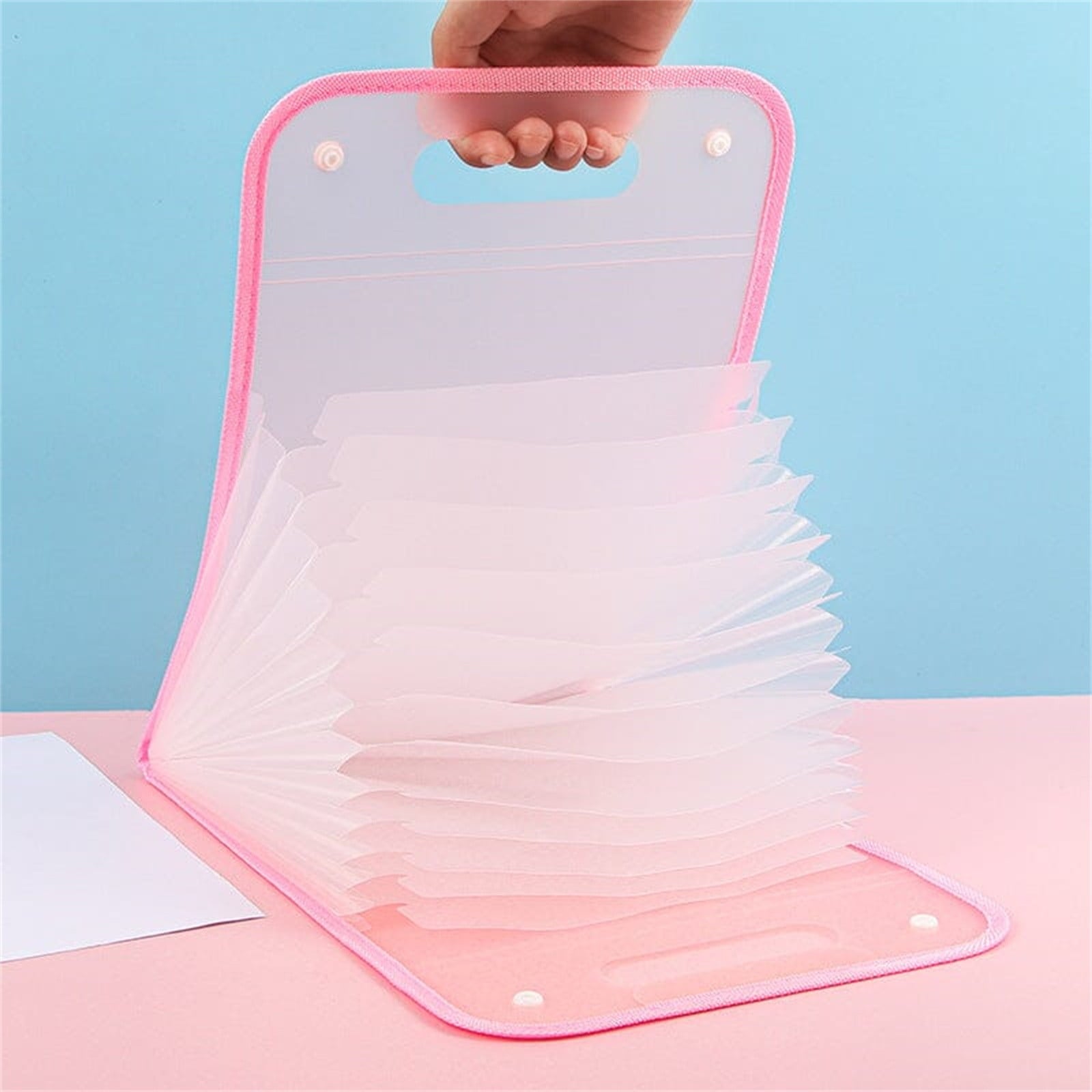 Ikeay Folder Clearance,Folder Data Storage Blueplastic File Folder Extended Folder with Snap Button Closure Legal Size Large Accordion File Pouch