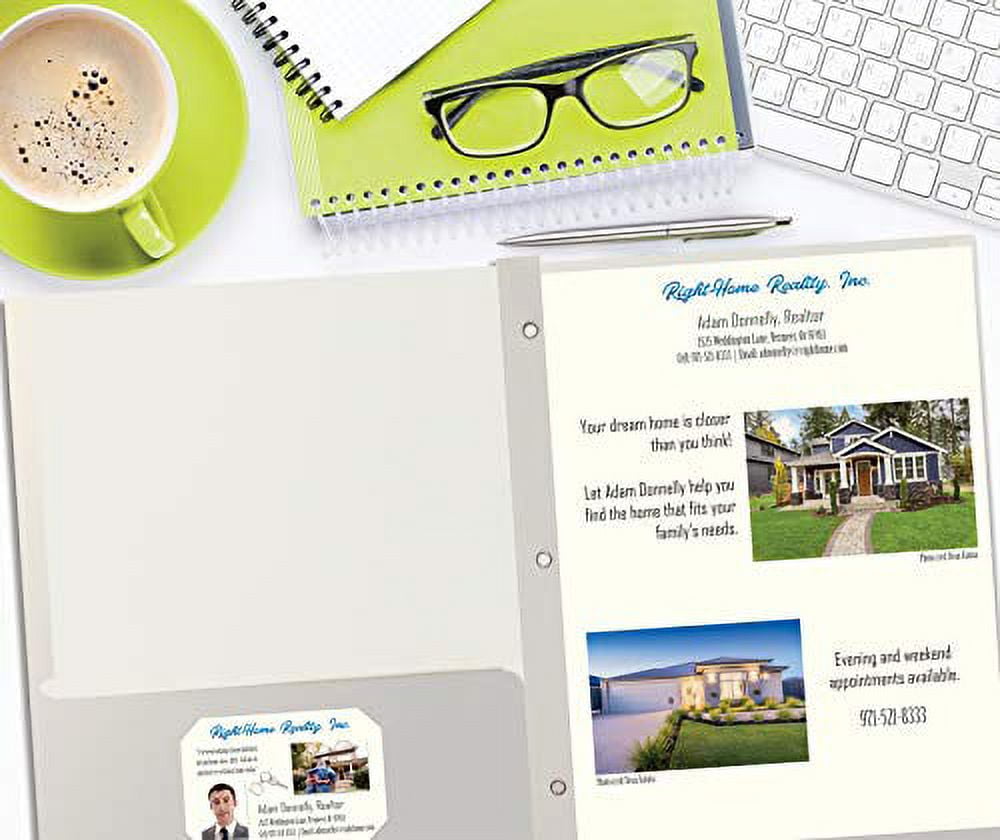 White Paper 2 Pocket Folders with Prongs, 50 Pack, by Better Office Products, Matte Texture, Letter Size Paper Folders, 50 Pack, with 3 Metal Prong Fastener Clips, White