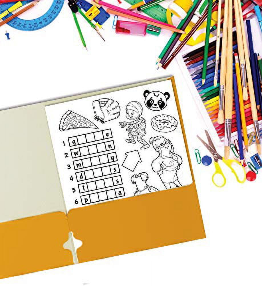 Two Pocket Portfolio Folders, 50-Pack, Dark Yellow, Letter Size Paper Folders, by Better Office Products, 50 Pieces, Dark Yellow