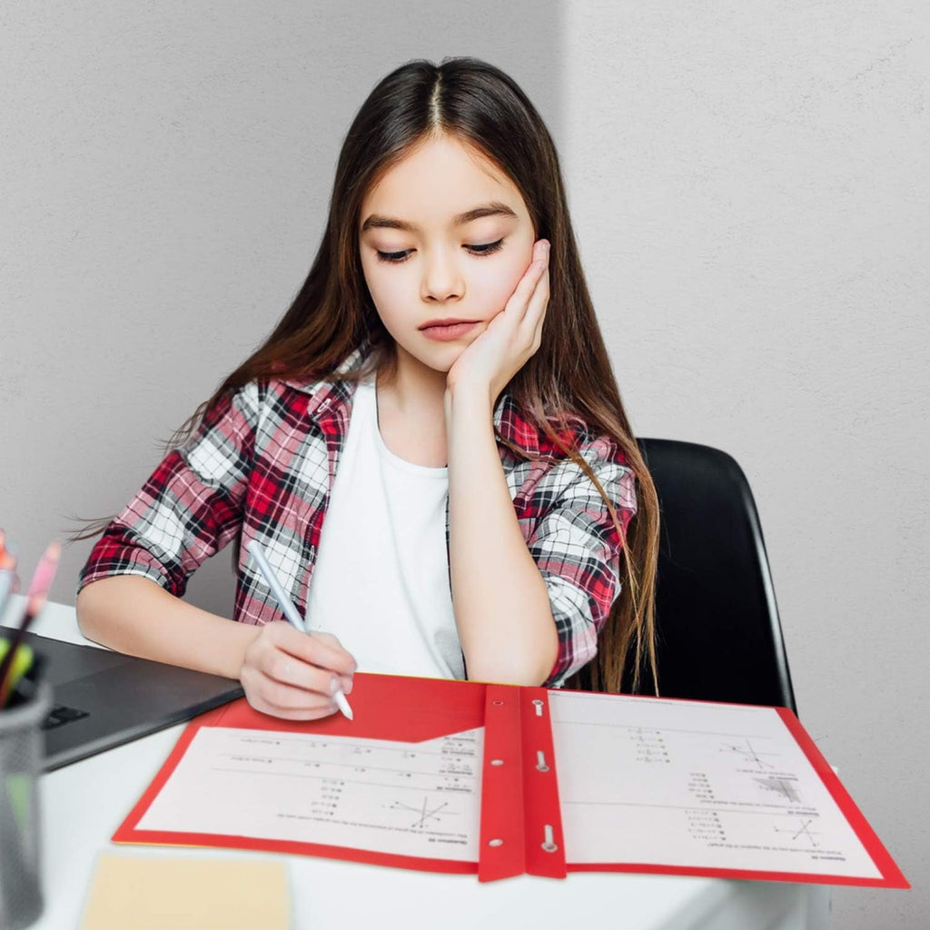 6 Pack Plastic Folders with Pockets and Prongs, 2 Pocket 3-Clasp Folders, Tear-Resistant, Long Lasting Acid-Free Poly, Use for School Office Home Business