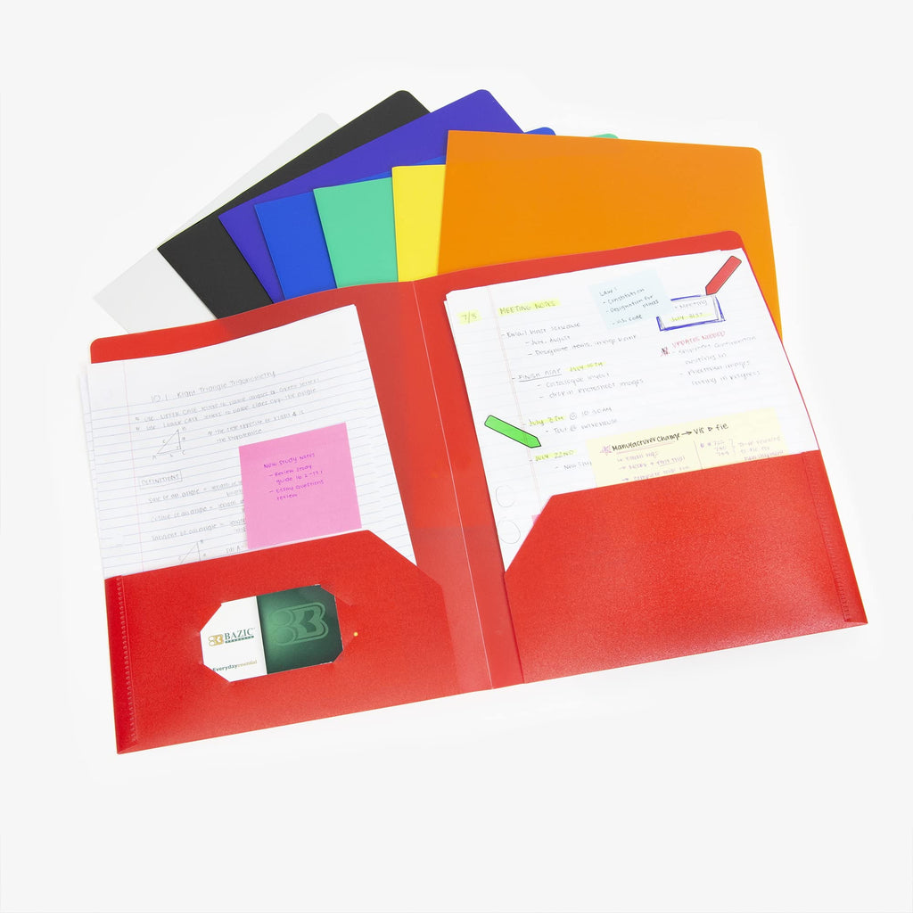 BAZIC Solid Color 2-Pockets Poly Portfolio [3158]