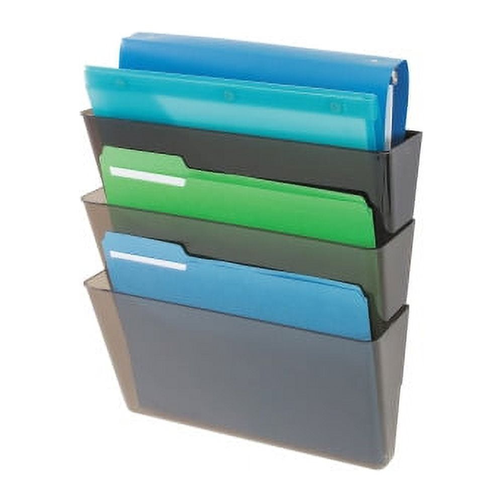Deflecto Stackable DocuPocket Set 3 Pocket(s) - 14" Height x 13" Width x 4" Depth - Smoke - 3 / Set
