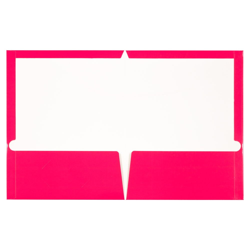 JAM Paper Laminated Two Pocket Glossy Folders, Fuchsia Hot Pink, 3/Pack