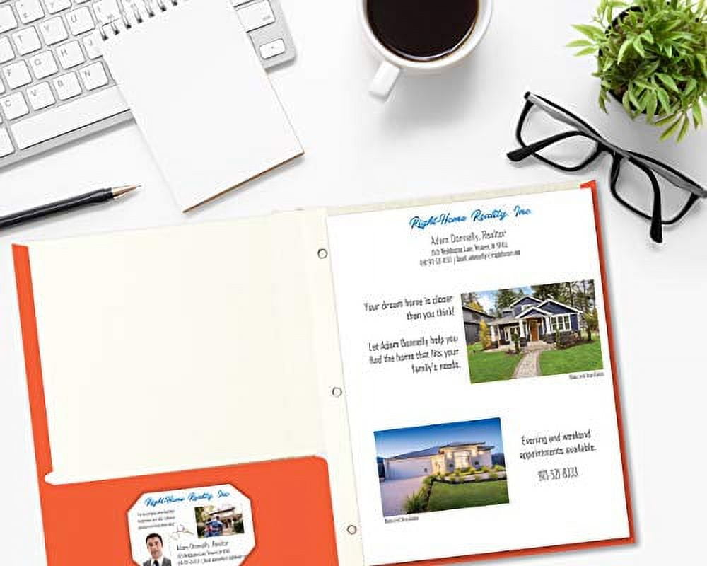 Orange Paper 2 Pocket Folders with Prongs, 50 Pack, by Better Office Products, Matte Texture, Letter Size Paper Folders, 50 Pack, with 3 Metal Prong Fastener Clips, Orange