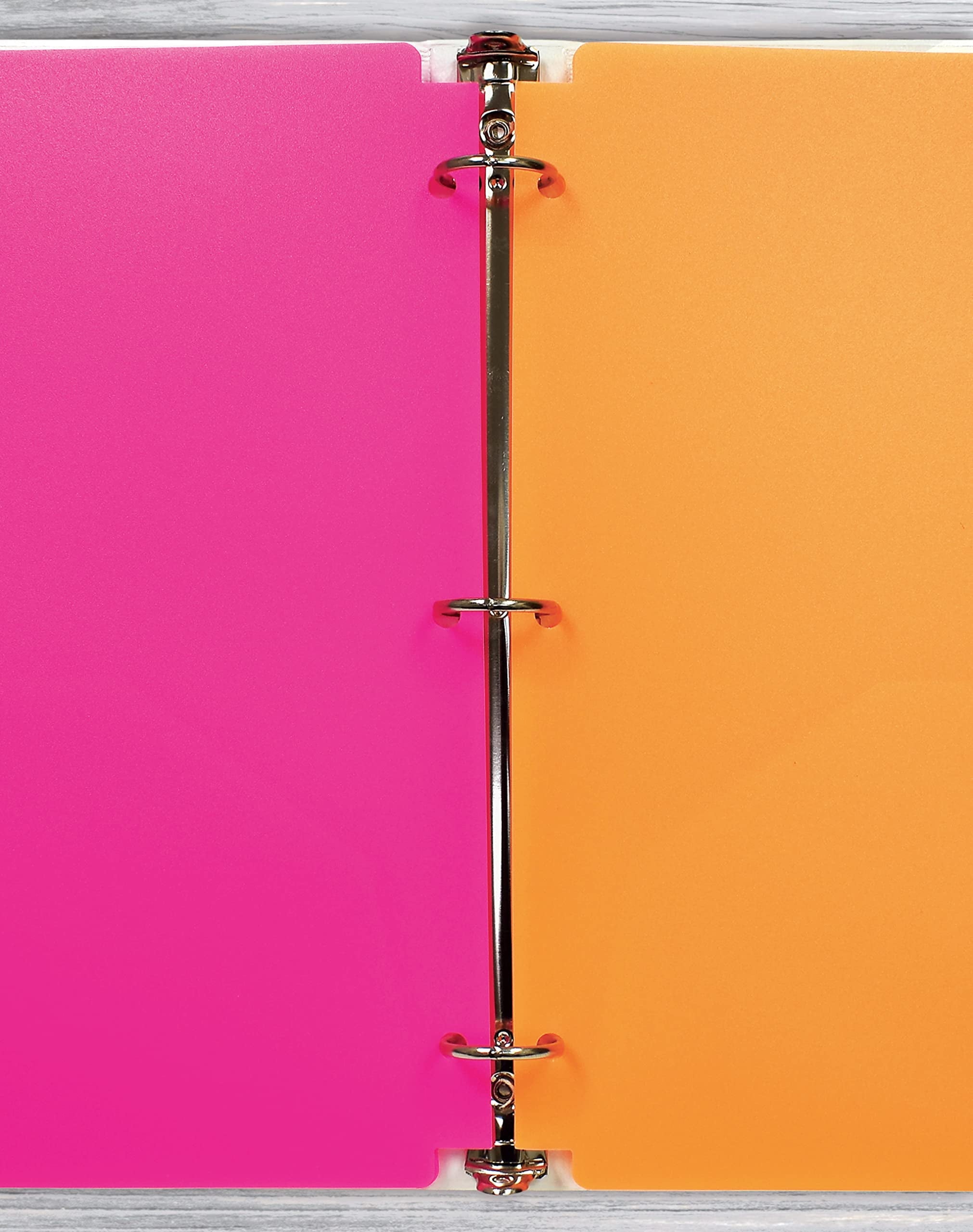 3 Hole Punch Pocket Folders, Heavyweight Plastic 2 Pocket Folders, Bulk Pack, Assorted Bright Neon Colors, Letter Size, with Business Card Slot, by Better Office Products (6 Pack)