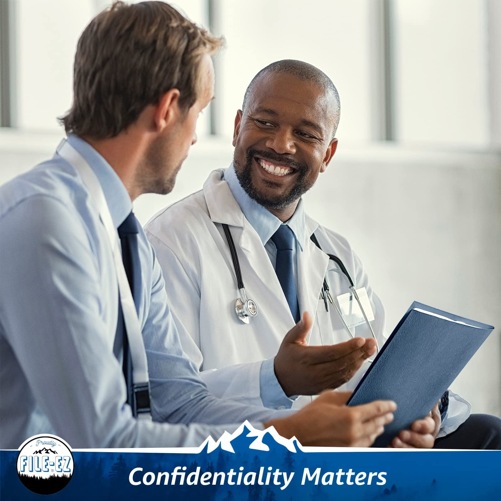 FILE-EZ Two-Pocket Folders, Assorted Colors, 25-Pack, Textured Paper, Letter Size (EZ-52500), Made in USA