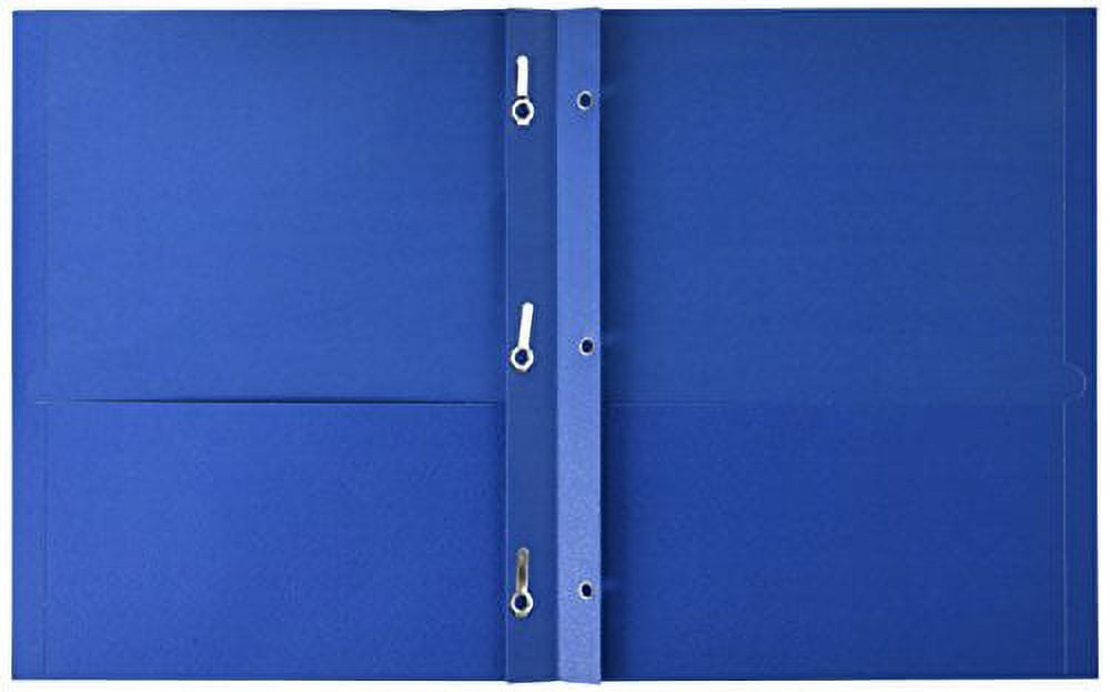 School Smart Folder with Fasteners, 2-Pocket, Dark Blue, Pack of 25