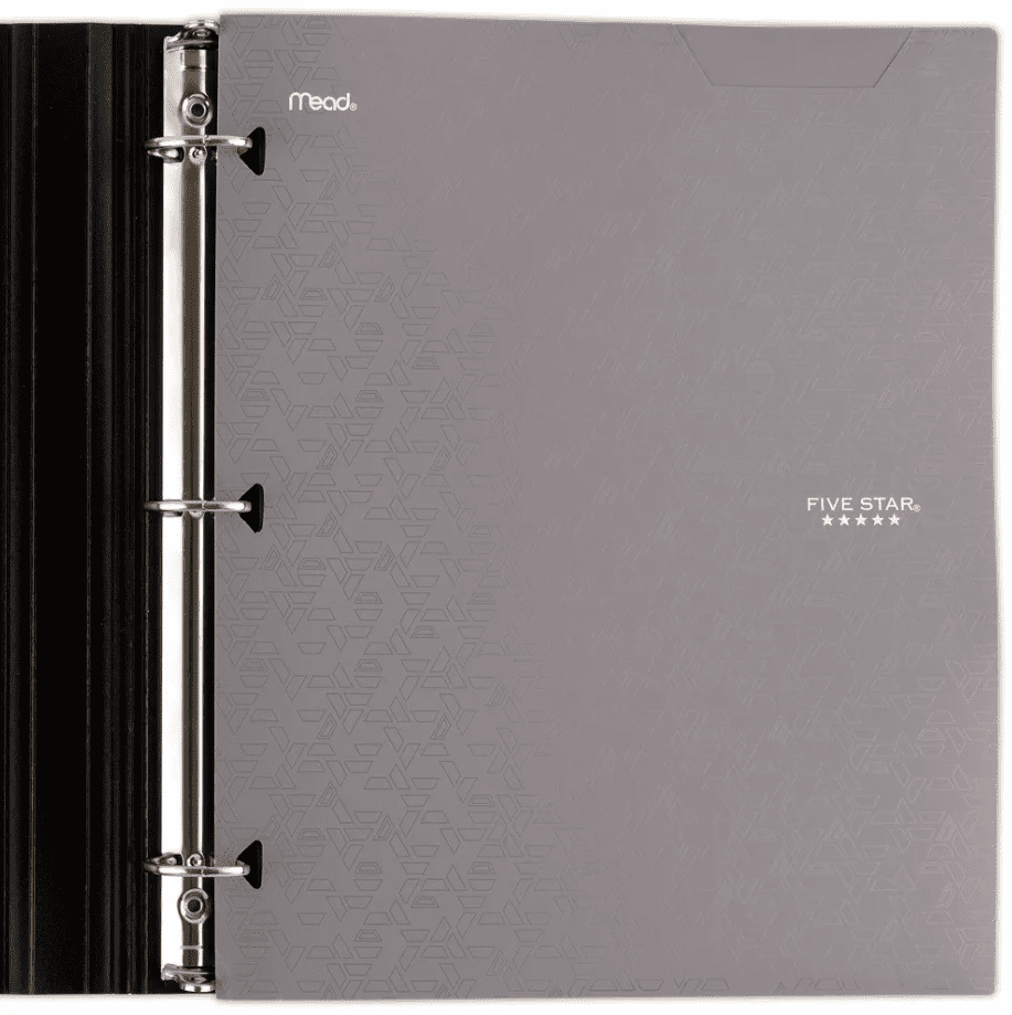 Five Star Plastic Folder 2-Pocket Stay-Put 11.75" x 9.5" Grey