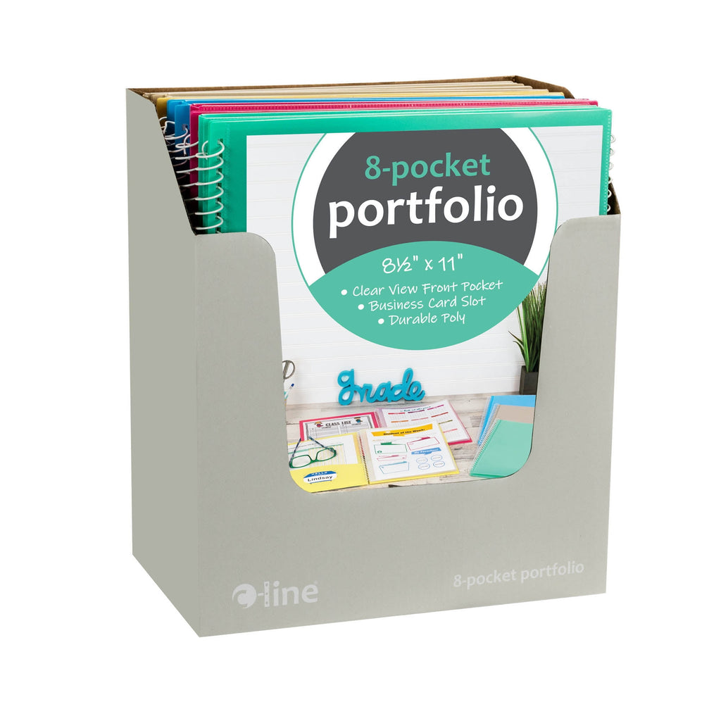 C-line 8-Pocket Spiral-Bound Poly Portfolio (Color May Vary) (Set of 12 Notebooks)
