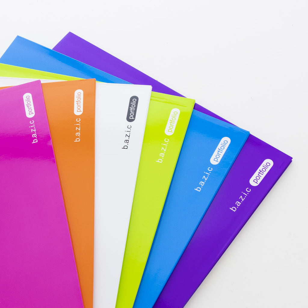 BAZIC 2 Pockets Paper Folder, Laminated Portfolio 3 Hole Punched, 6-Pack