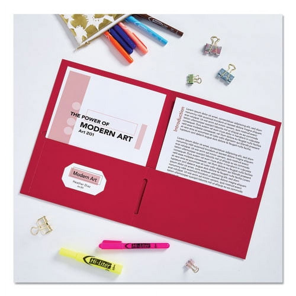 Two-Pocket Folder, 40-Sheet Capacity, 11 X 8.5, Red, 25/box | Bundle of 5