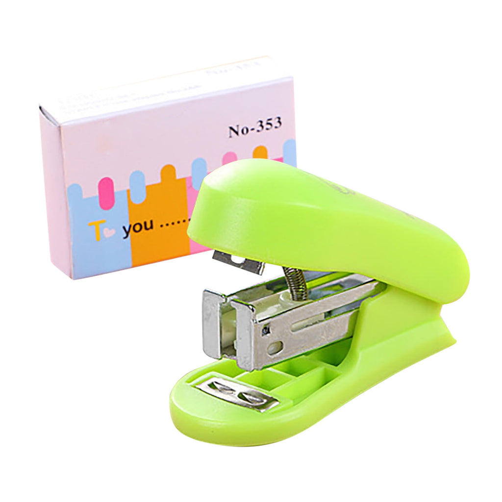 Hxoliqit,Black Chenille Stems Mini Small Stapler Useful Staples Set Office Binding,Green