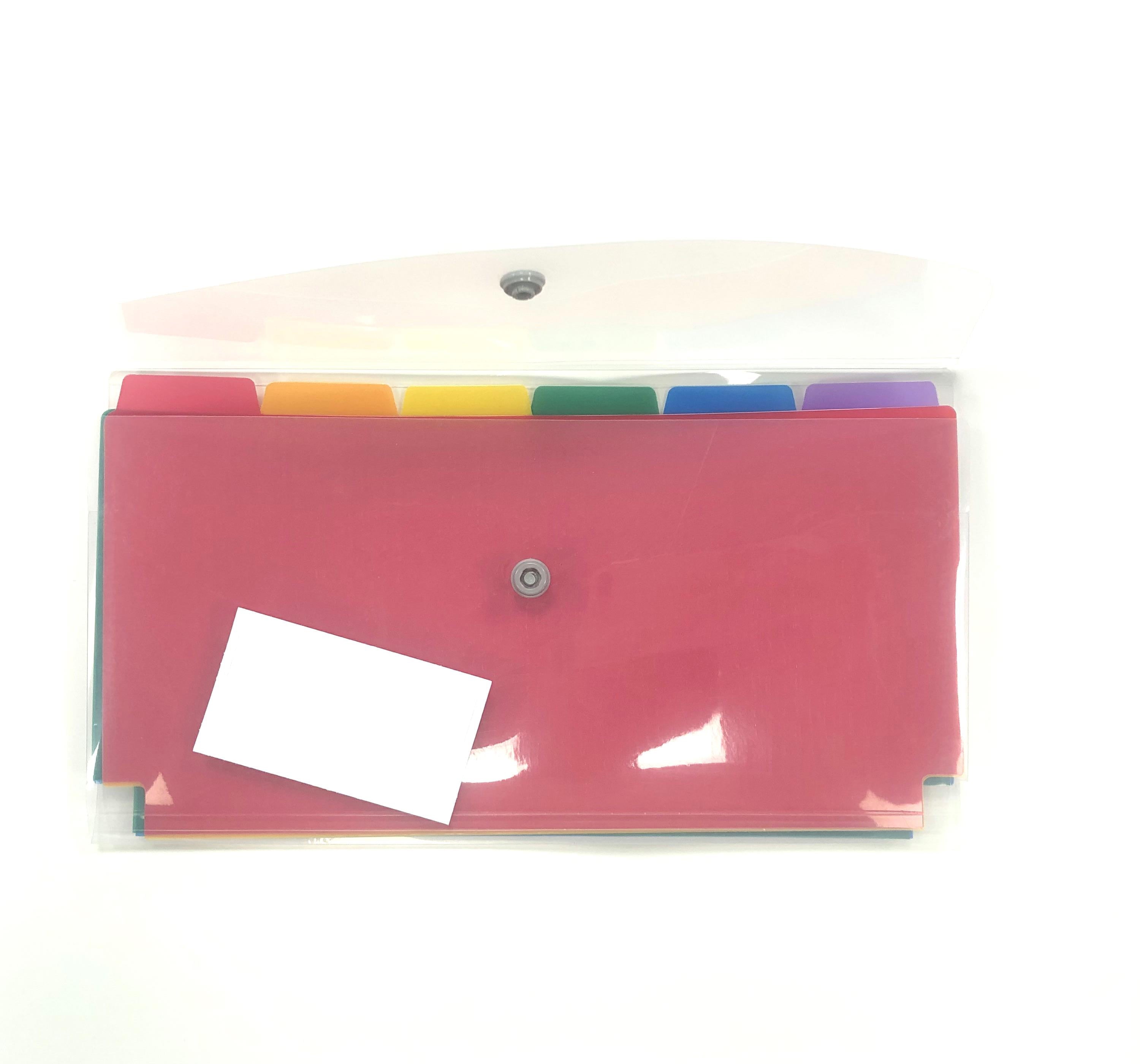 Pen+Gear Coupon Size 7 Pocket Expanding File, Clear with Rainbow Pocket,Assembled Product Heigt 5.7"