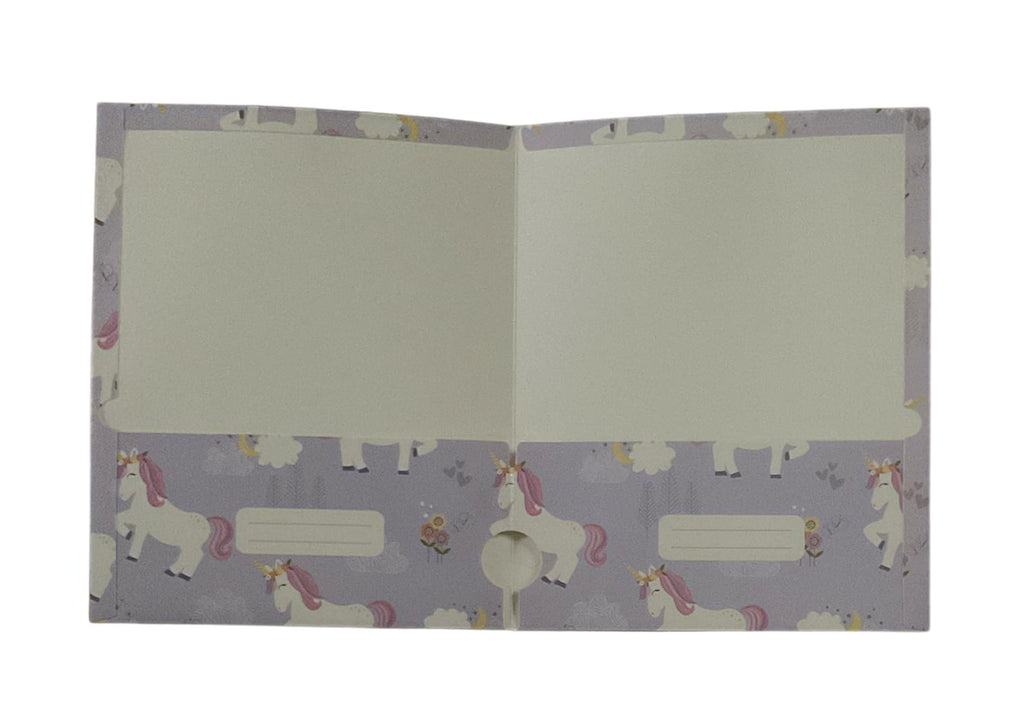Back to School 2 Pocket Folders Portfolios Designs include Unicorns, Rainbows, Butterflies and Flowers  Set of 4 Elementary Grade School