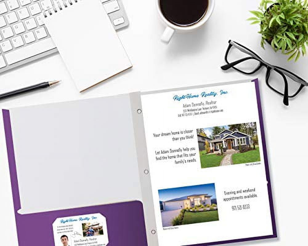 Purple Paper 2 Pocket Folders with Prongs, 50 Pack, by Better Office Products, Matte Texture, Letter Size Paper Folders, 50 Pack, with 3 Metal Prong Fastener Clips, Purple