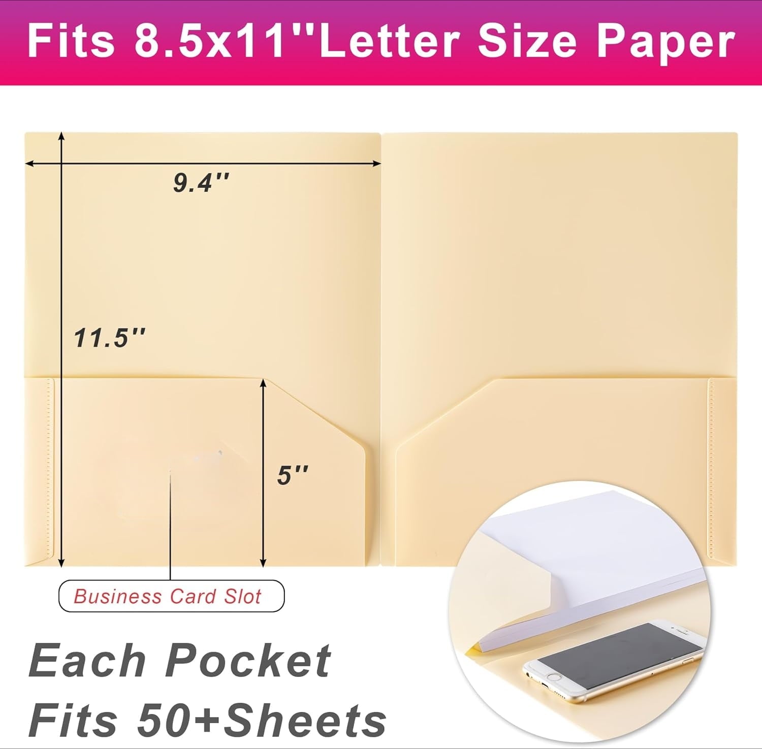 Plastic Folders with Pockets (7 Pack, Light Green), Durable Heavy Duty File Folders with Business Card Slot, 2-Pocket Folder for Schoolwork & Office,Letter Size