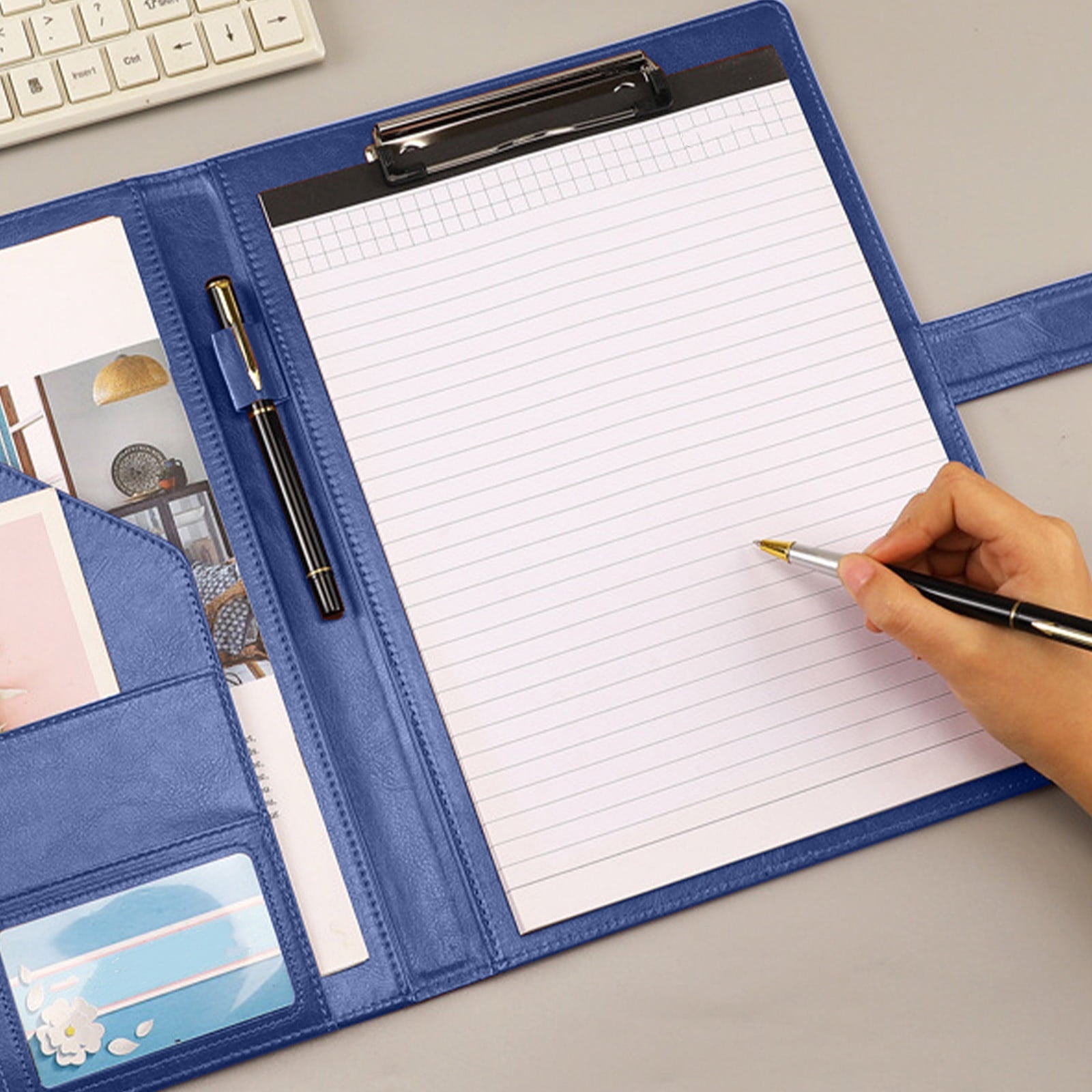 Naxoaeo Leather Portfolio Folder Padfolio, Business Padfolio Organizer Document Planner Portfolio Binder Storage Pocket for Legal Pad Holder Paperwork Phone Men Women (A4)