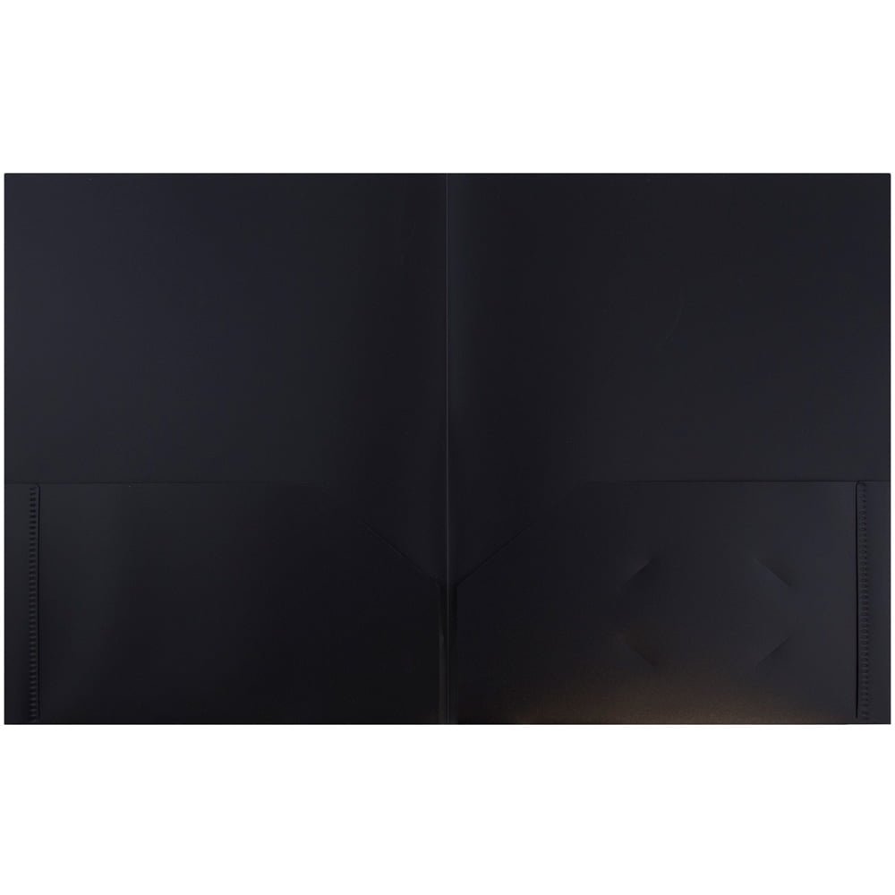 JAM Paper Plastic 2 Pocket School POP Folders, Black, 6/Pack