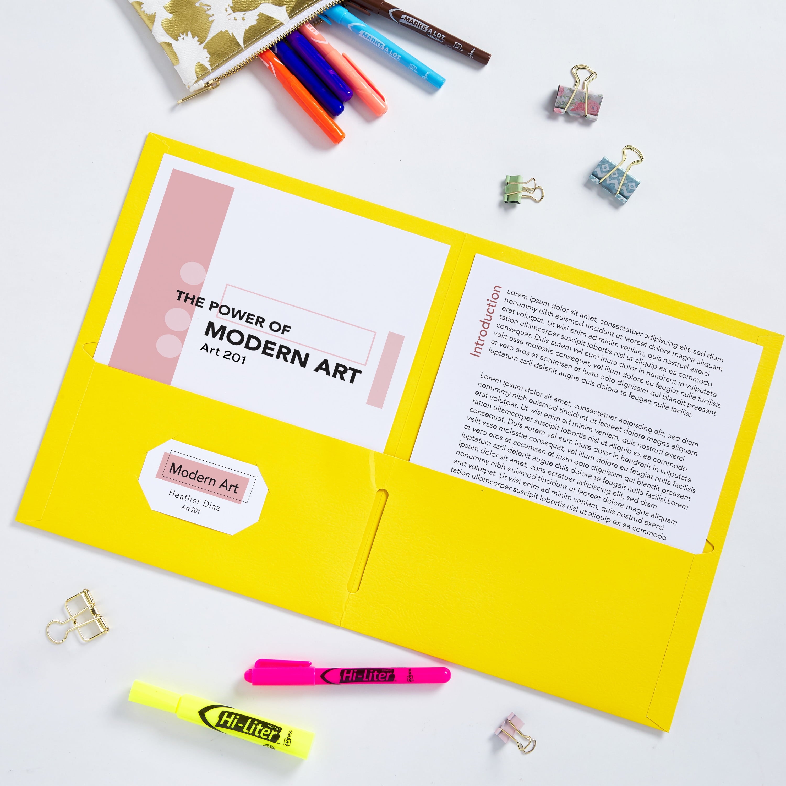 Two Pocket Folders, Holds up to 40 Sheets, 25 Yellow Folders (47992)