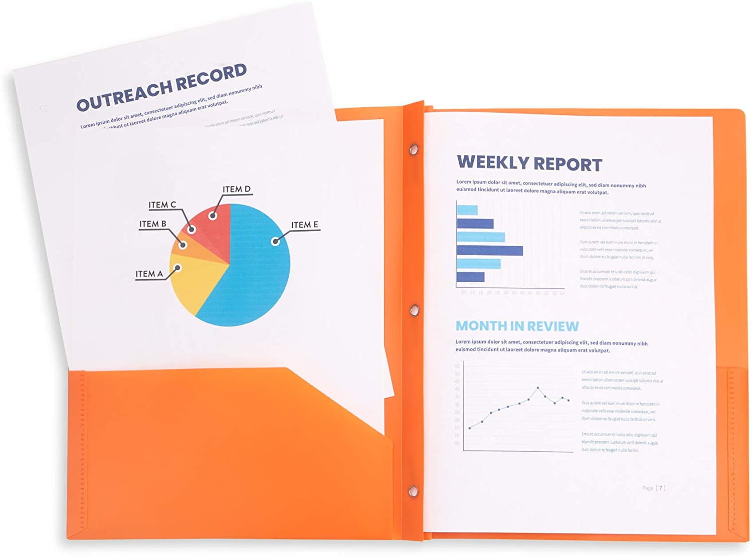 M·SOUTGONE 6 Pack Multicolor Plastic Folders with 3 Prongs, Ideal for School, College, Home, and Office
