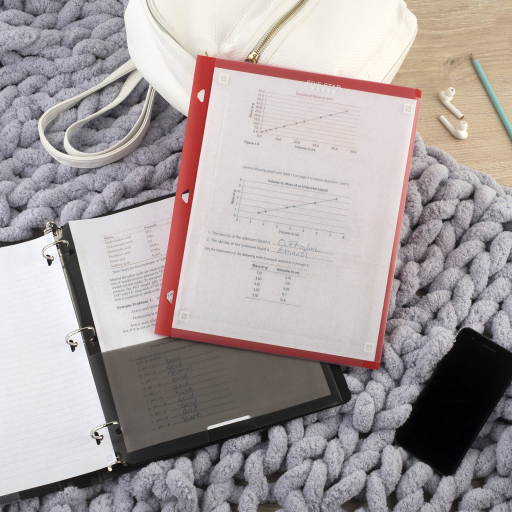 Five Star Customizable 2-Pocket Plastic Folder Plus Study App 4 Pack Black Fire