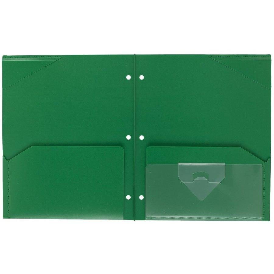 Five Star 2-Pocket Stay-Put Plastic Folder, Green (37451)