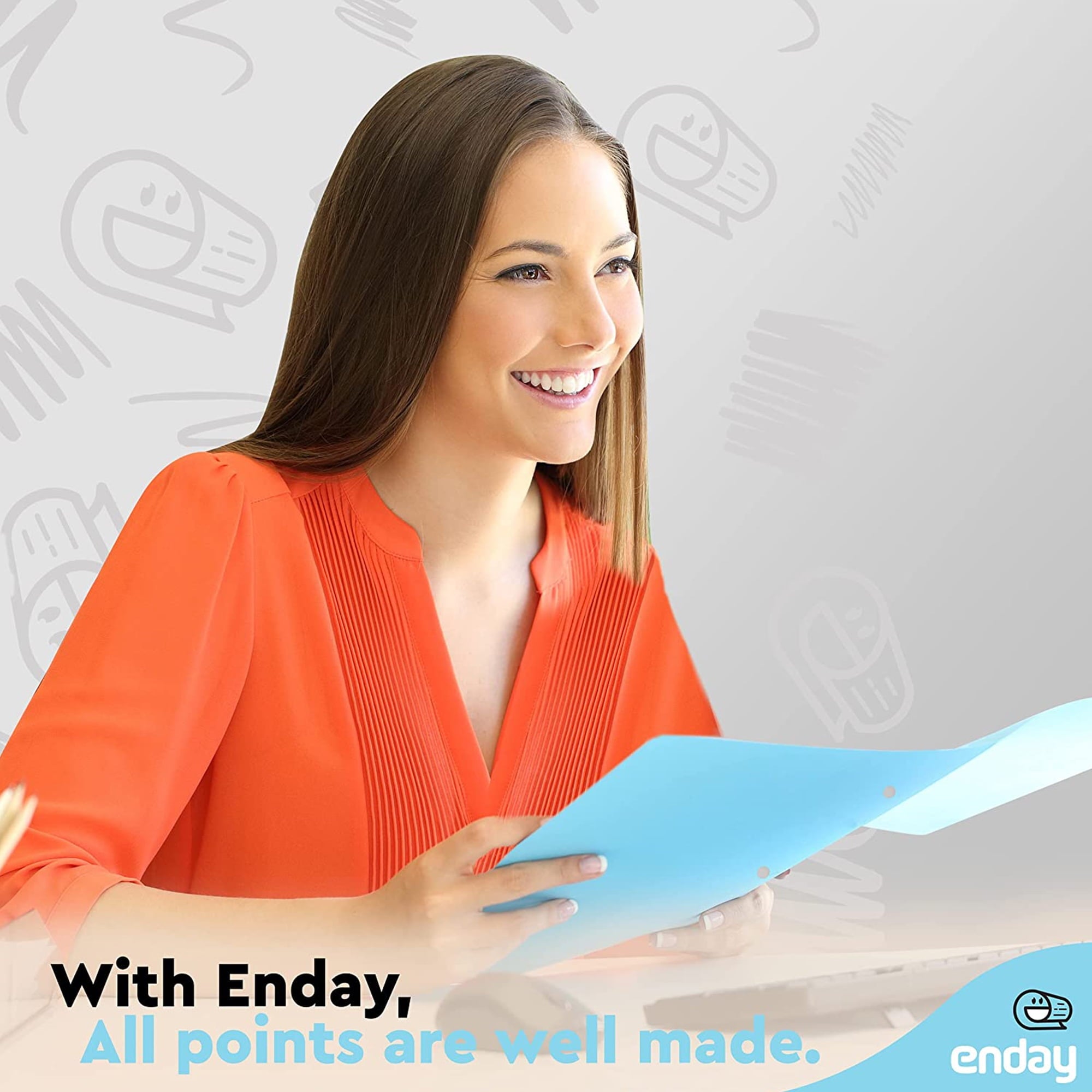 Enday Letter Size File Folders with 2 Pockets, Paper, Multicolor 24 Pcs