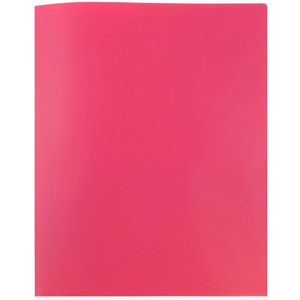 JAM Paper Plastic 2 Pocket School POP Folders, Fuchsia Hot Pink, 3/Pack