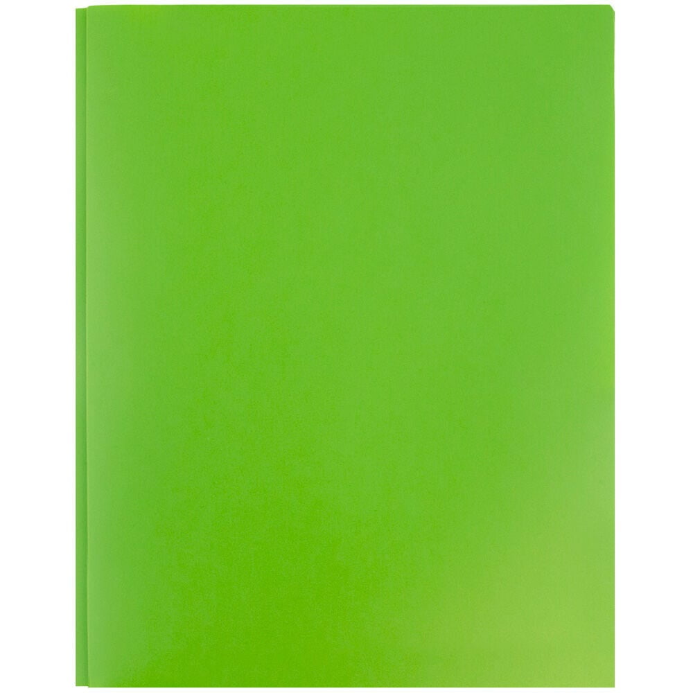 JAM Paper Plastic 2 Pocket School POP Folders with Metal Prongs Fastener Clasps, Lime Green, 3/Pack