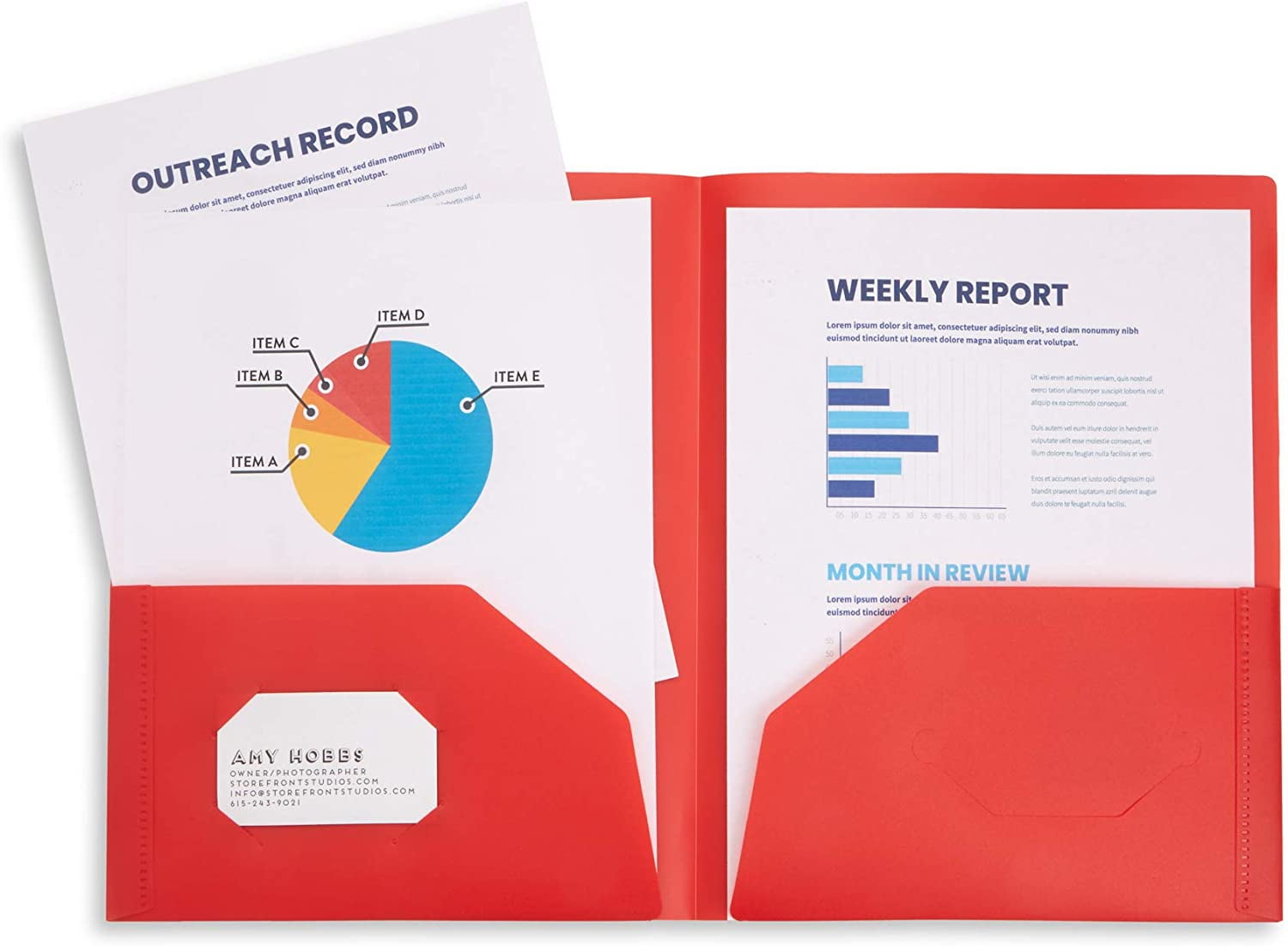 Two Pocket Plastic Folders, Assorted Colors, Durable Plastic Folders with Pockets, Letter Size with Business Card Slot, Bulk 30 Pack