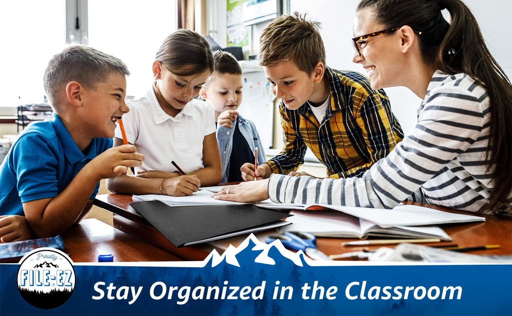 FILE-EZ Two-Pocket Folders, Black, 25-Pack, Textured Paper, Letter Size (EZ-52505), Made in USA