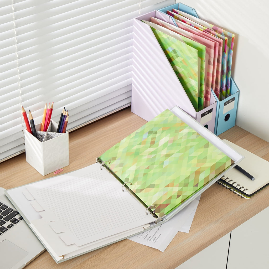 Y YOMA 6 Pack 2 Pocket Folder Letter Size Decorative Binder Folders with Pockets 3 Hole Punch Folder Paper Cute Project Folders Two Pocket 3 Ring File Folder for School Office Home, Abstract Design