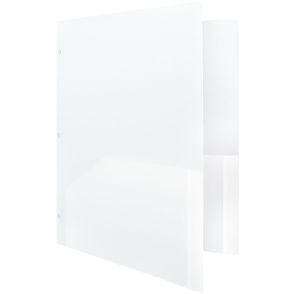 JAM Paper® Plastic Two Pocket 3 Hole Punched Presentation School Folder, Clear, 108/pack