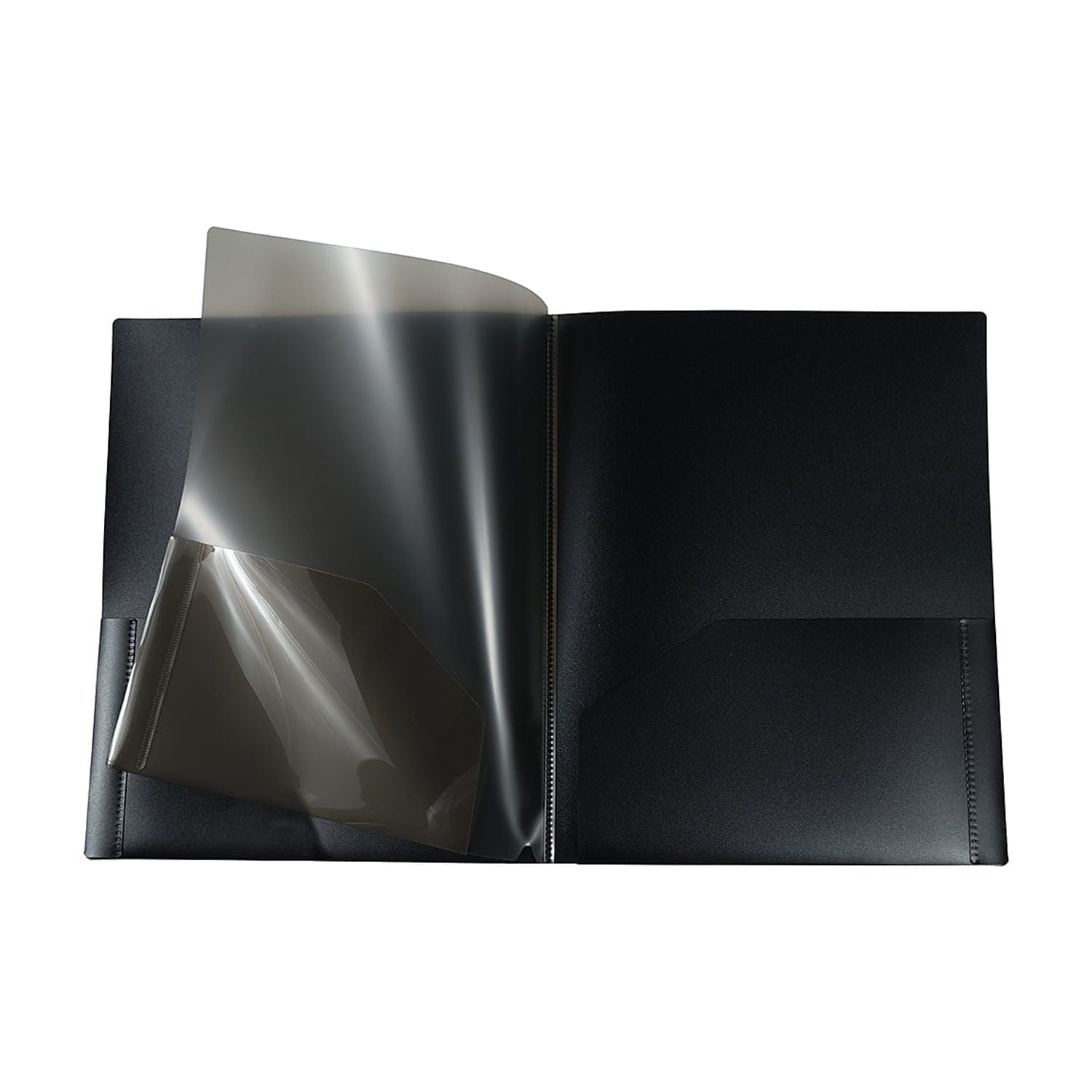 JAM Paper Heavy Duty Plastic Multi Pocket Folders, 4 Pocket Organizer, 9.5 x 11.625, Black, 2/Pack