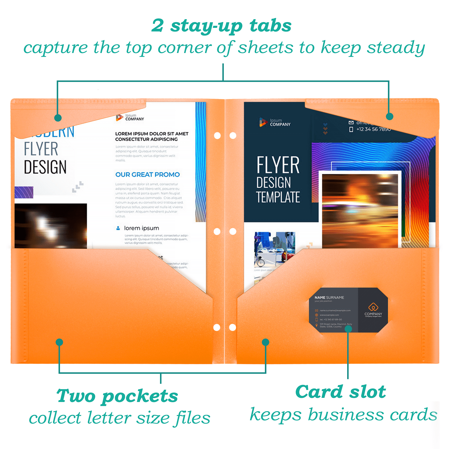 RYWESNIY Heavy Duty Plastic Folders with Pockets and 3 Holes, 2 Pocket Folders for School Fit 3 Ring Binder, Letter Size, Assorted Colors, 6 Pack