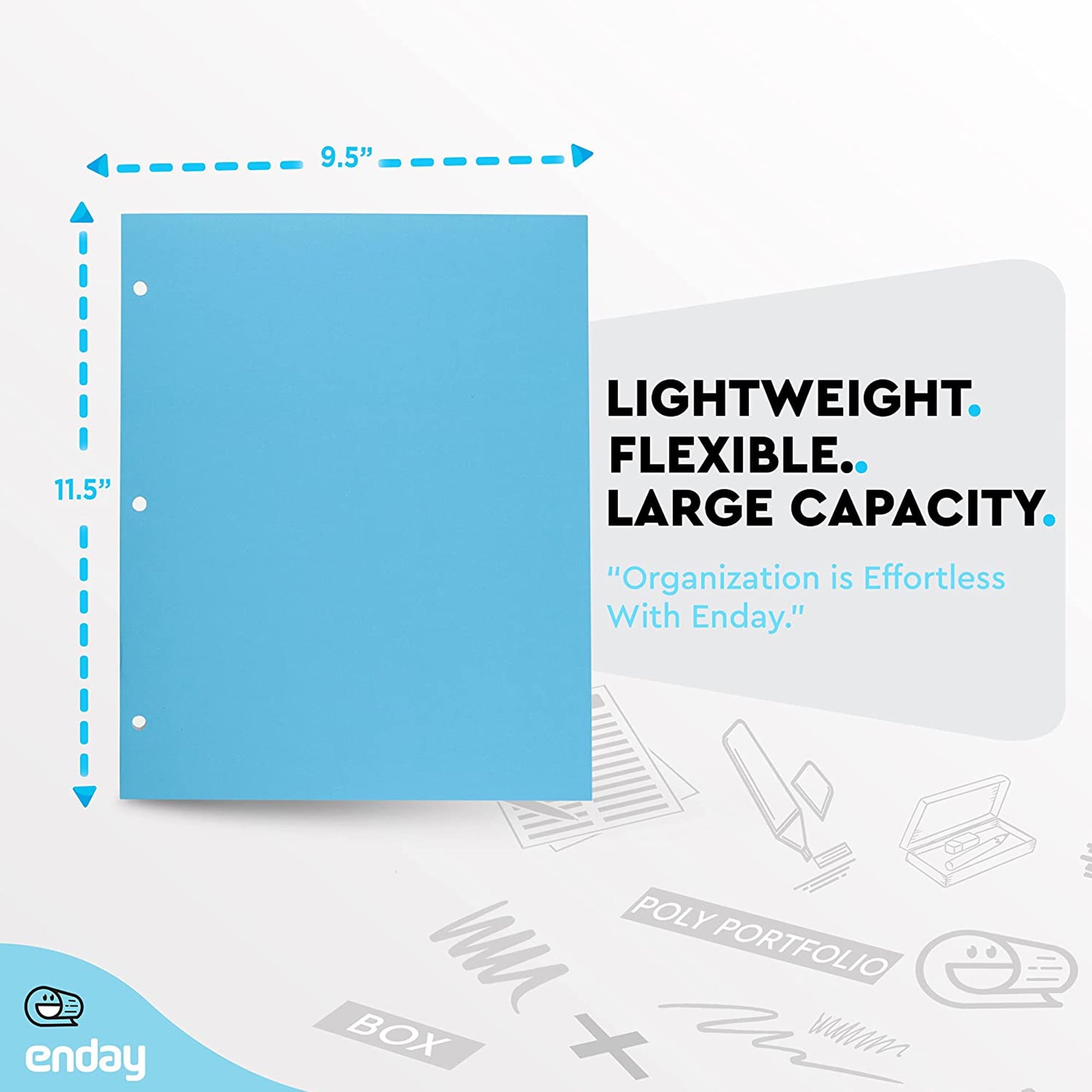 Enday Letter Size File Folders with 2 Pockets, Paper, Multicolor 24 Pcs