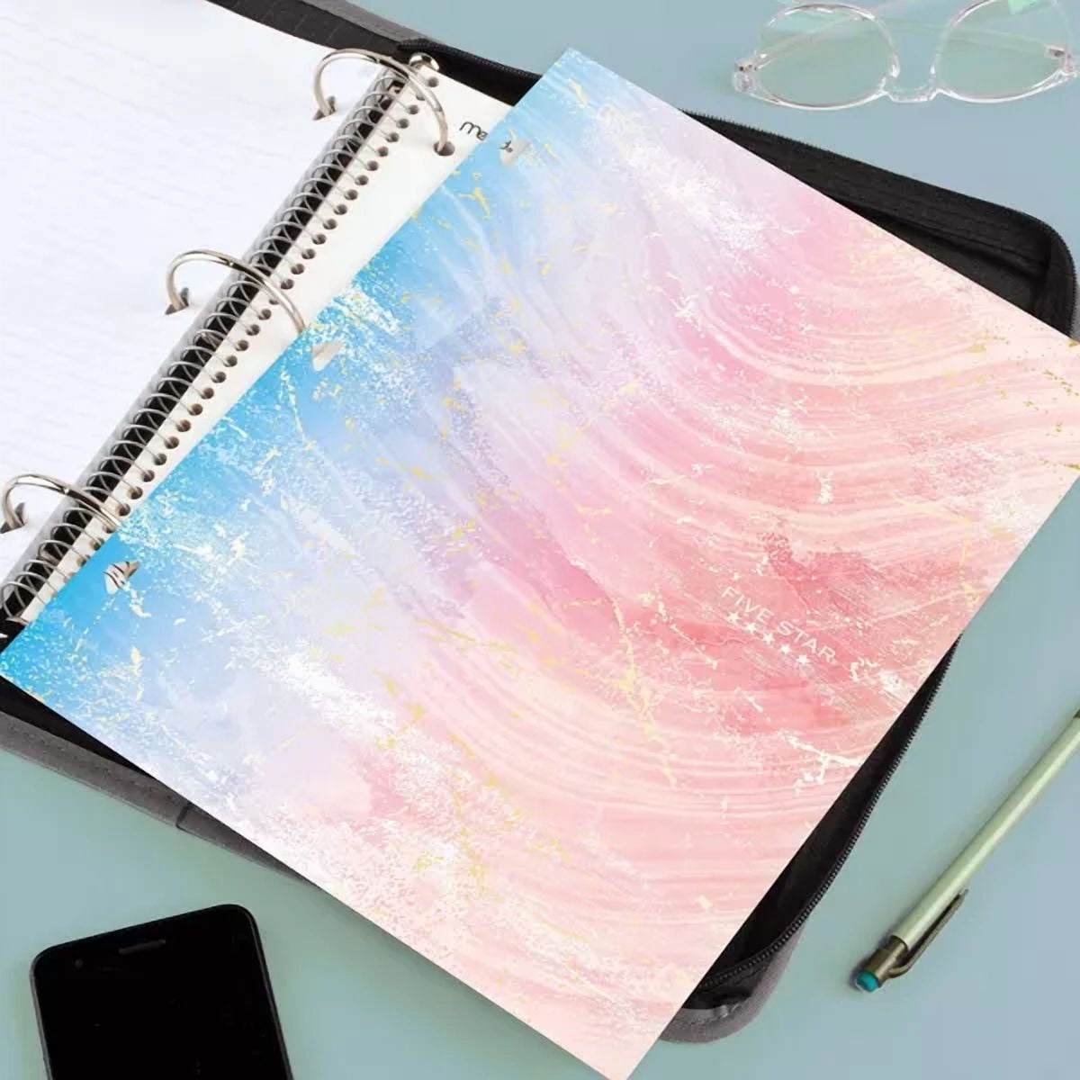 4 Pocket Paper Folder Daydream Portfolio: Multicolored, 3 Hole Punched, 150 Sheet Capacity, Stationery & Office, School Supplies