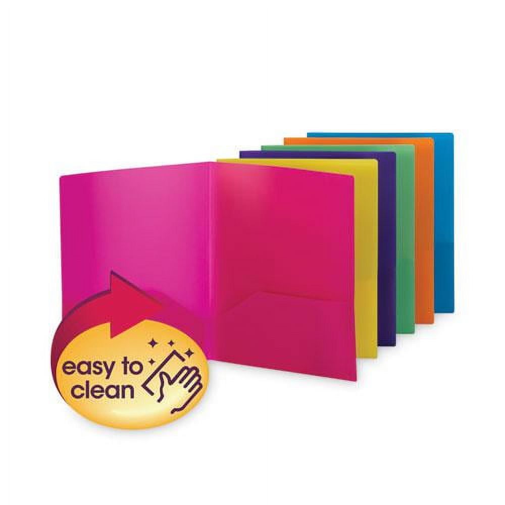 Smead SMD87761 2 Pocket Poly File Folder&#44; Assorted Color - 6 per Pack